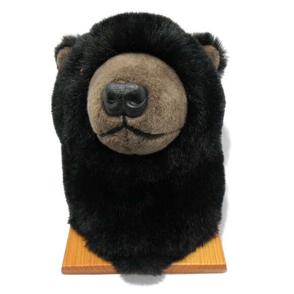 Black BEAR Head MOUNT Wall Decor Polyester on Wood Plaque Made in Canada 8.2" - Picture 10 of 10